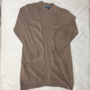 Karen Scott Tan Open Front Cardigan